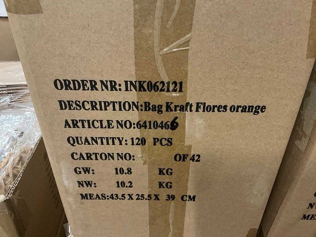 Partij bag kraft flores orange 20x20x20cm (720x) - afbeelding 5 van  5