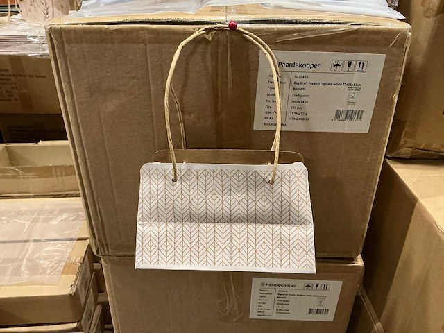Partij bag kraft pockito fogliare white 22x11x13cm (1750x) - afbeelding 1 van  5