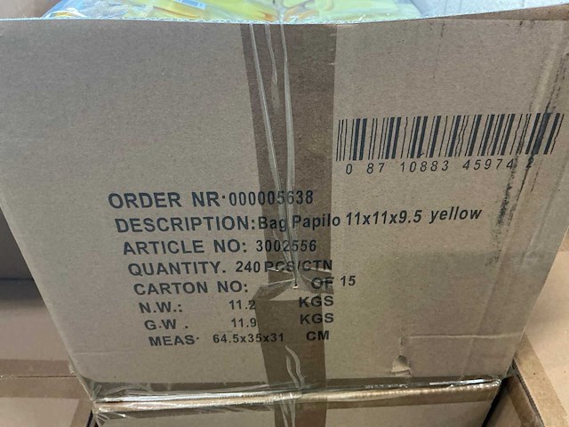 Partij bag papilo 11x11x9,5cm yellow (1850x) - afbeelding 4 van  5