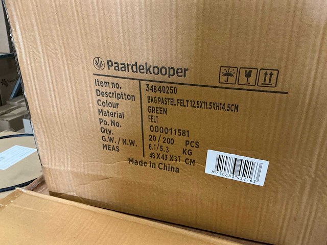 Partij bag pastel felt 12,5x11,5xh14,5cm green (1400x) - afbeelding 3 van  7