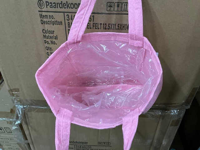 Partij bag pastel felt 12,5x11,5xh14,5cm pink (2100x) - afbeelding 2 van  6