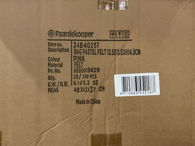 Partij bag pastel felt 12,5x11,5xh14,5cm pink (2100x) - afbeelding 4 van  6