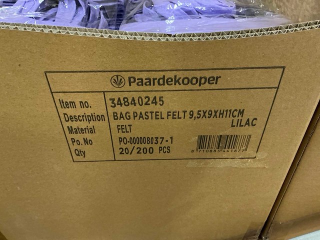 Partij bag pastel felt 9,5x9xh11cm lilac (760x) - afbeelding 3 van  3