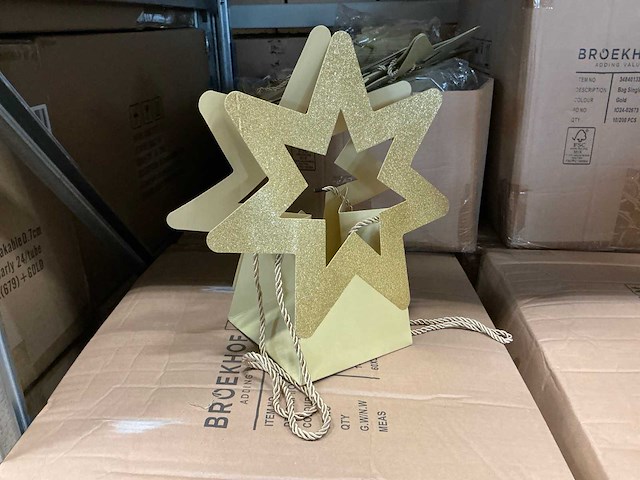 Partij bag single star cardboard 12x15xh15cm gold (1900x) - afbeelding 3 van  5