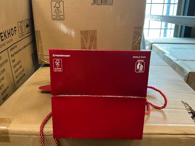 Partij bag single star cardboard 12x15xh15cm red (2500x) - afbeelding 3 van  4