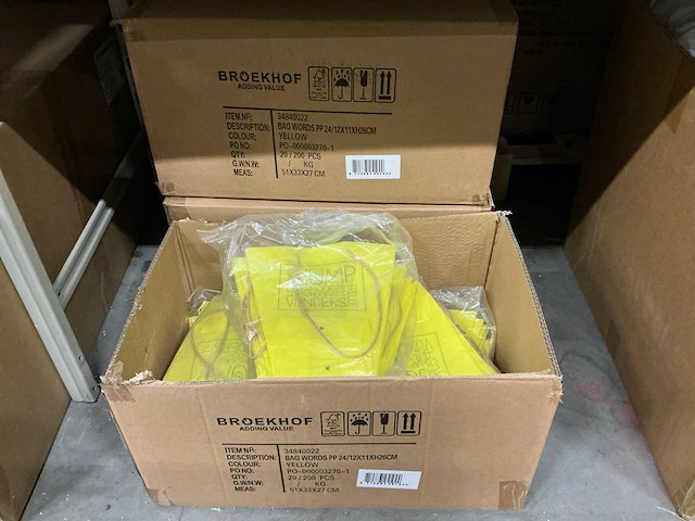 Partij bag words pp 24/12x11xh26cm yellow (500x) - afbeelding 2 van  5