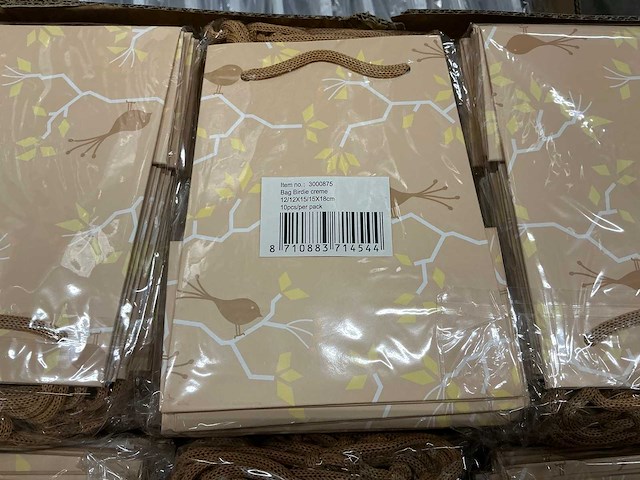 Partij bags birdie creme 12/12x15/15x18cm (1680x) - afbeelding 6 van  6