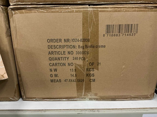 Partij bags birdie creme 12/12x15/15x18cm (750x) - afbeelding 5 van  5