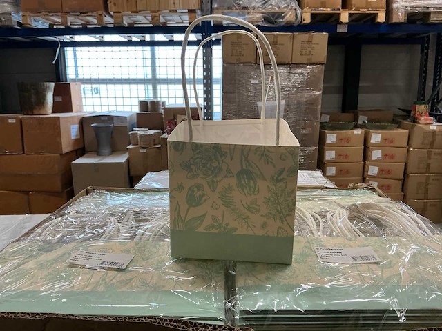Partij bags botany white kraft 12x12xh12cm green (1200x) - afbeelding 1 van  6