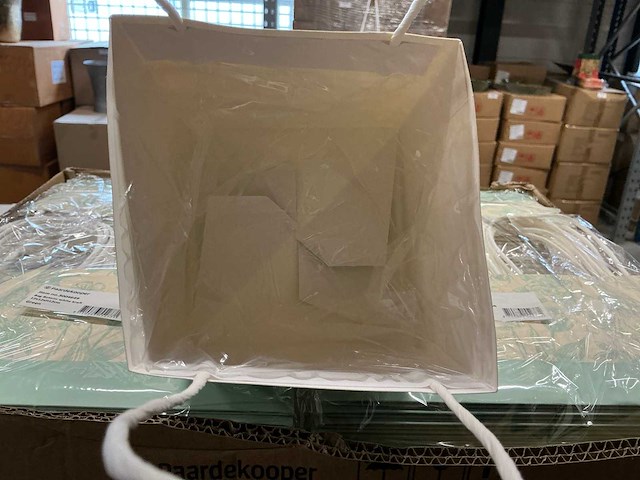 Partij bags botany white kraft 12x12xh12cm green (1200x) - afbeelding 4 van  6