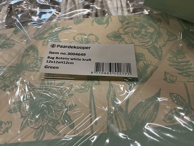 Partij bags botany white kraft 12x12xh12cm green (1200x) - afbeelding 5 van  6