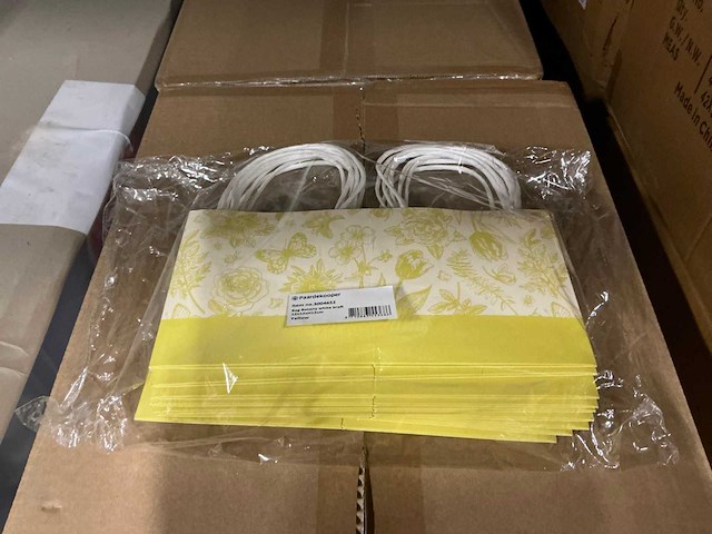 Partij bags botany white kraft 12x12xh12cm yellow (2400x) - afbeelding 4 van  6