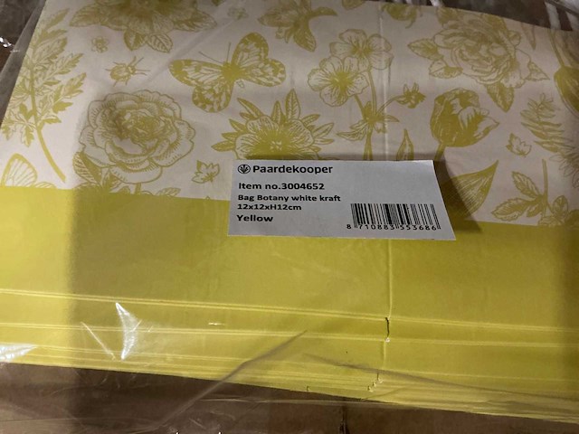 Partij bags botany white kraft 12x12xh12cm yellow (2400x) - afbeelding 5 van  6