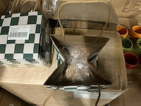 Partij bags checks green 13x13x13cm brown craft paper (1440x) - afbeelding 3 van  5