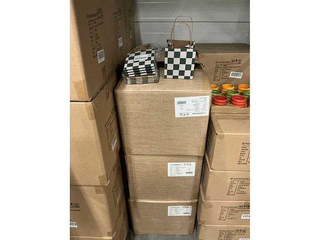 Partij bags checks green 13x13x13cm brown craft paper (1440x) - afbeelding 5 van  5