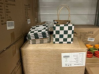 Partij bags checks green 13x13x13cm brown craft paper (1440x) - afbeelding 1 van  3