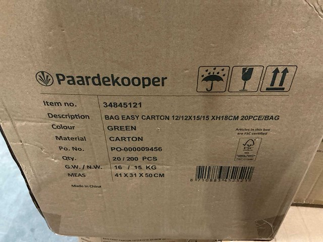 Partij bags easy carton 12/12x15/15xh18cm green (2000x) - afbeelding 2 van  2