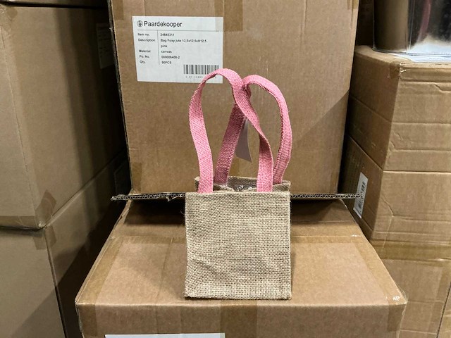 Partij bags foxy jute pink 12,5x12,5xh12,5cm (1440x) - afbeelding 1 van  7