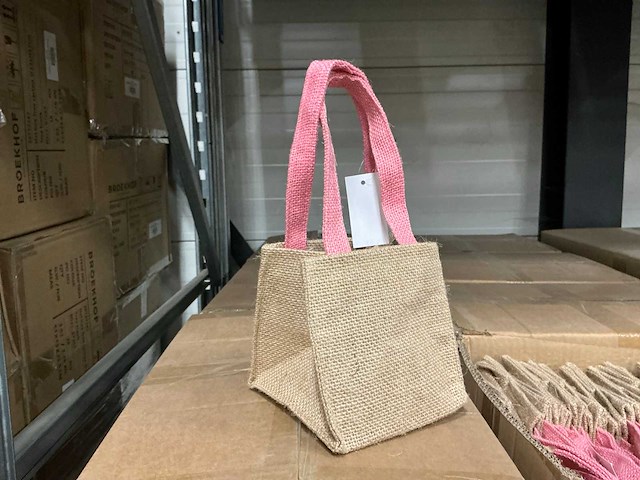 Partij bags foxy jute pink 12,5x12x5xh12,5cm (1890x) - afbeelding 1 van  6