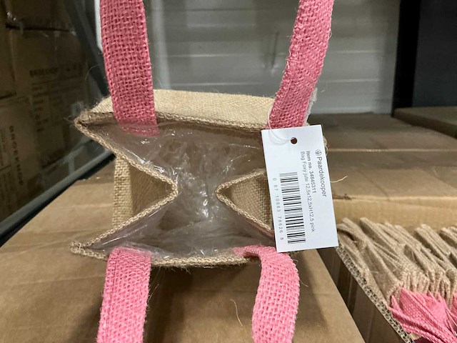 Partij bags foxy jute pink 12,5x12x5xh12,5cm (1890x) - afbeelding 2 van  6