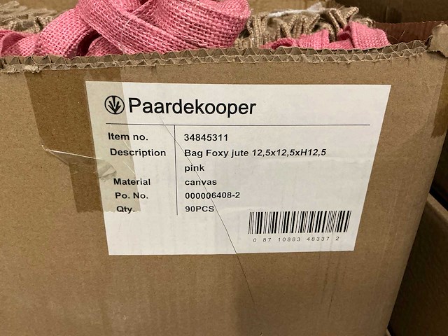 Partij bags foxy jute pink 12,5x12x5xh12,5cm (1890x) - afbeelding 6 van  6
