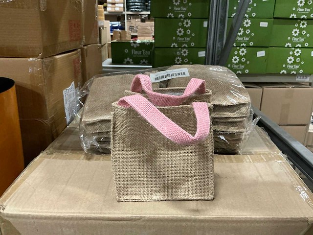 Partij bags foxy jute pink 14,5x14,5,14,5cm (1980x) - afbeelding 3 van  5