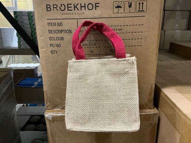 Partij bags foxy jute red 14,5x14,5,14,5cm (310x) - afbeelding 1 van  7
