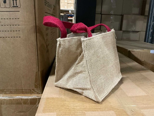 Partij bags foxy jute red 14,5x14,5,14,5cm (310x) - afbeelding 3 van  7