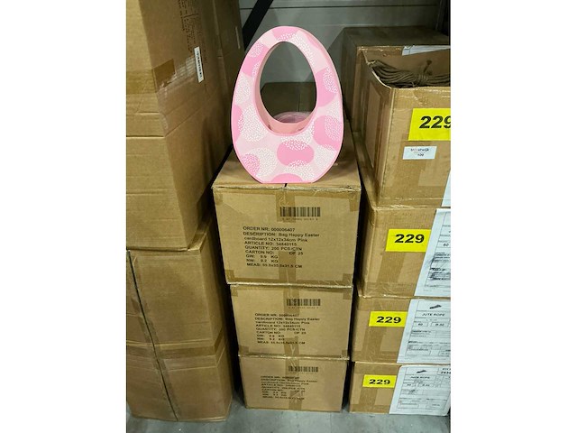 Partij bags happy easter 12x12x34cm pink (1200x) - afbeelding 2 van  4