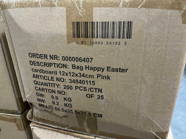 Partij bags happy easter 12x12x34cm pink (1600x) - afbeelding 2 van  5
