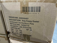 Partij bags happy easter 12x12x34cm pink (1600x) - afbeelding 2 van  5