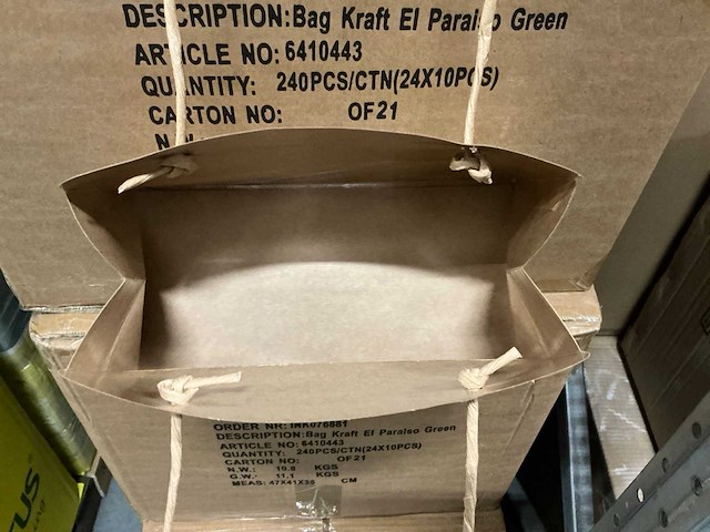 Partij bags kraft el paraiso green 22x11x13cm (1920x) - afbeelding 2 van  6