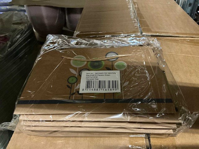 Partij bags kraft el paraiso green 22x11x13cm (1920x) - afbeelding 4 van  6