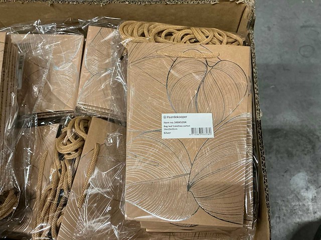 Partij bags leaf calathea carton 16x12x22cm silver (500x) - afbeelding 6 van  7