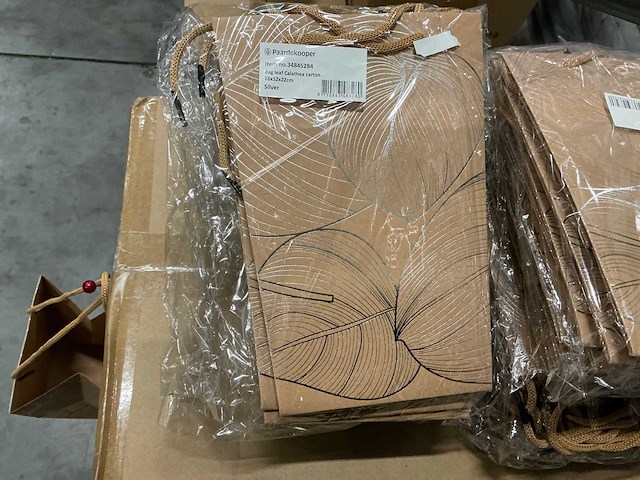 Partij bags leaf calathea carton 16x12x22cm silver (940x) - afbeelding 5 van  6