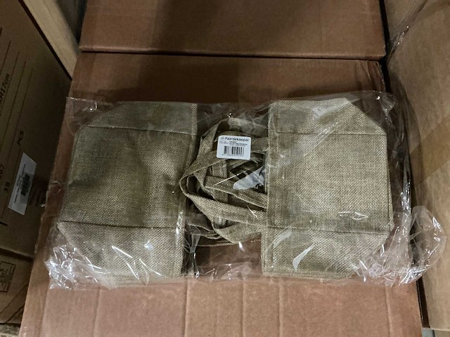 Partij bags natural non-woven 12,5x11,5xh14,5cm artificial jute (1000x) - afbeelding 3 van  6