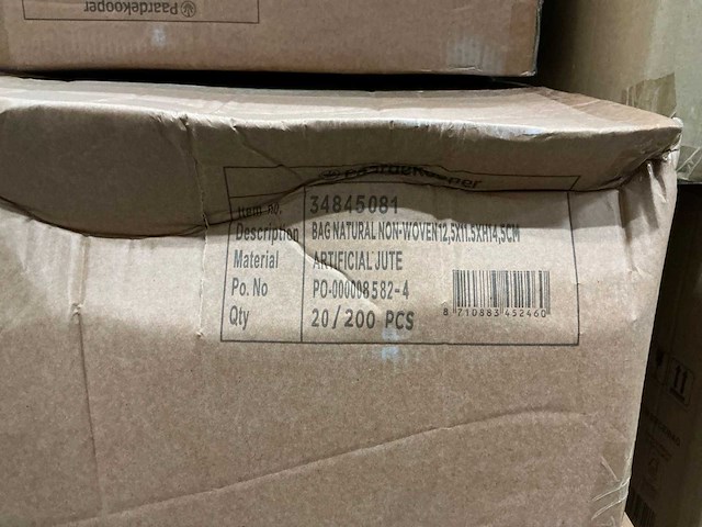 Partij bags natural non-woven 12,5x11,5xh14,5cm artificial jute (1000x) - afbeelding 6 van  6