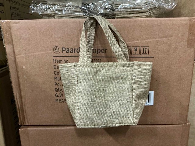 Partij bags natural non-woven 12,5x11,5xh14,5cm artificial jute (1200x) - afbeelding 2 van  6