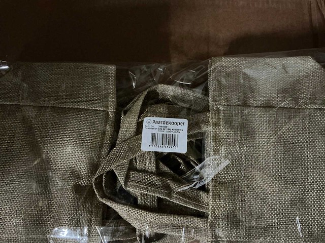 Partij bags natural non-woven 12,5x11,5xh14,5cm artificial jute (1200x) - afbeelding 4 van  6