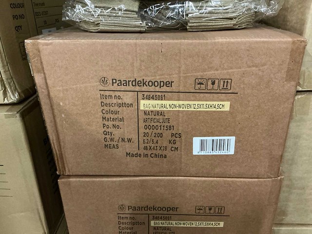 Partij bags natural non-woven 12,5x11,5xh14,5cm artificial jute (1200x) - afbeelding 5 van  6