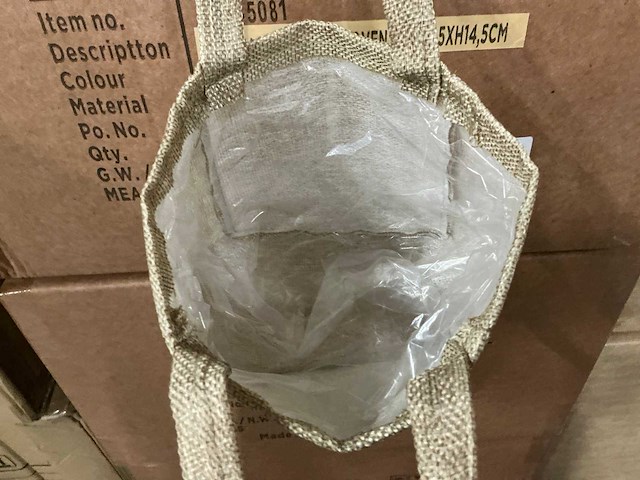 Partij bags natural non-woven 12,5x11,5xh14,5cm artificial jute (800x) - afbeelding 2 van  6