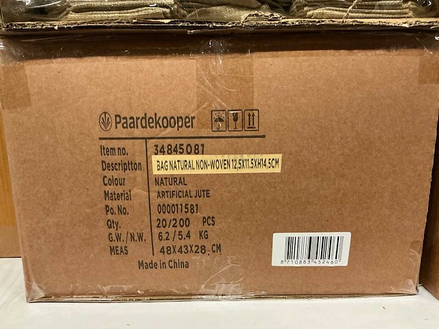 Partij bags natural non-woven 12,5x11,5xh14,5cm artificial jute (800x) - afbeelding 6 van  6