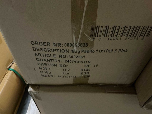 Partij bags papilo 11x11x9,5cm pink (1680x) - afbeelding 6 van  6