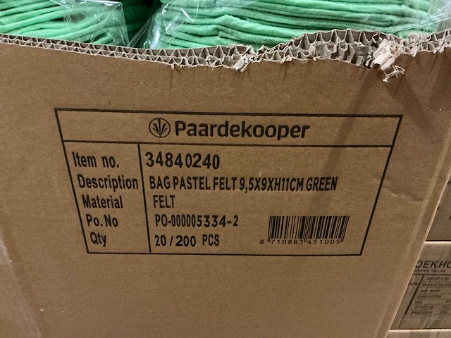 Partij bags pastel felt 9,5x9xh11cm green (1300x) - afbeelding 4 van  5