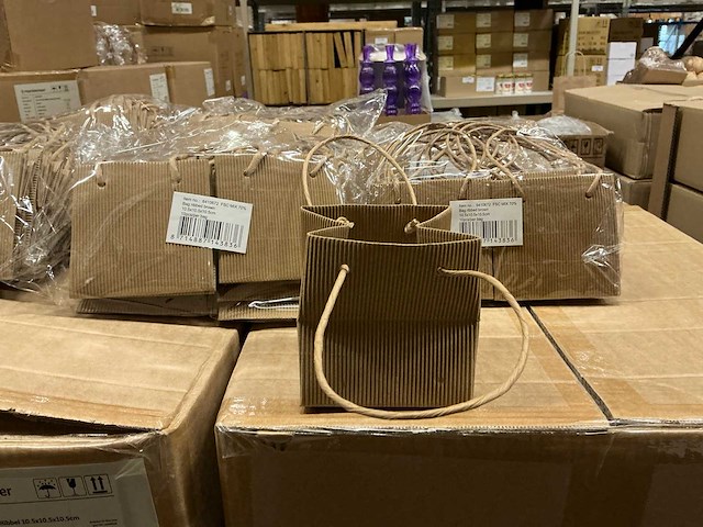 Partij bags ribbel 10,5x10,5x10,5cm brown (2880x) - afbeelding 1 van  5