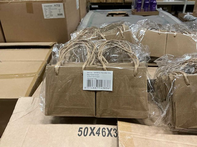 Partij bags ribbel 10,5x10,5x10,5cm brown (2880x) - afbeelding 4 van  5