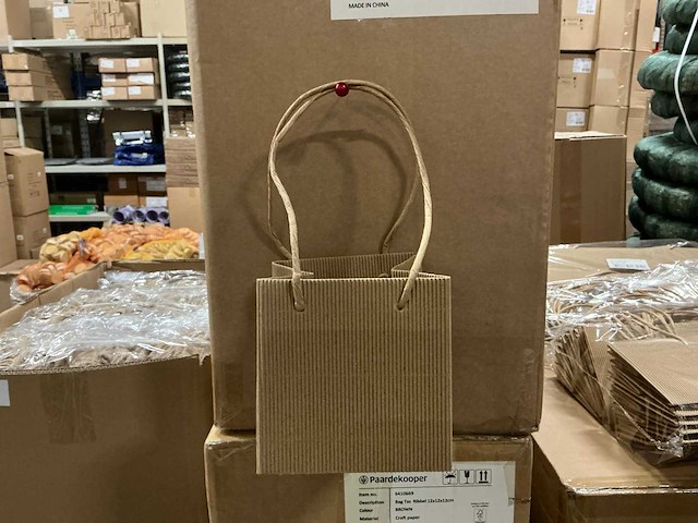 Partij bags ribbel 12x12x12cm brown (750x) - afbeelding 1 van  4