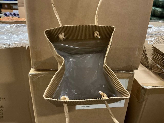 Partij bags ribbel 12x12x12cm brown (750x) - afbeelding 2 van  4