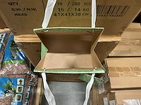 Partij bags sweet flowers kraft 19,5x11xh18cm green (550x) - afbeelding 2 van  5