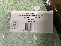 Partij bags sweet flowers kraft 19,5x11xh18cm green (550x) - afbeelding 5 van  5